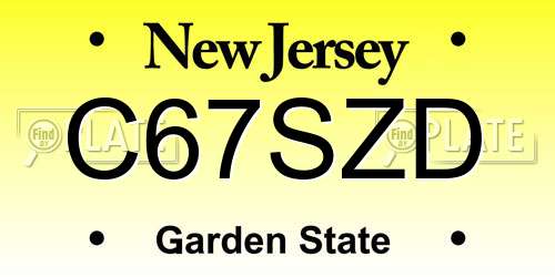 C67SZD New Jersey License Plate