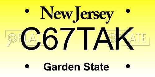 C67TAK New Jersey License Plate