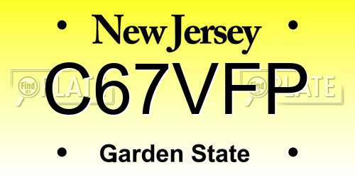 C67VFP New Jersey License Plate