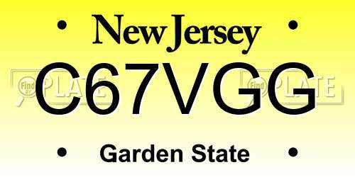 C67VGG New Jersey License Plate