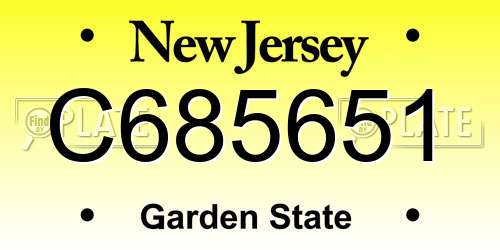C685651 New Jersey License Plate