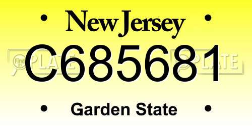 C685681 New Jersey License Plate