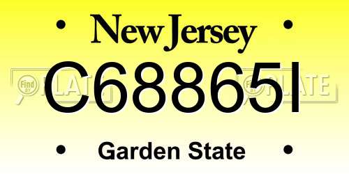 C68865I New Jersey License Plate