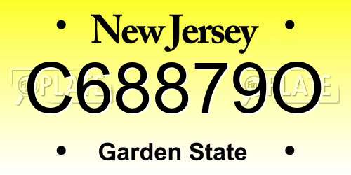 C68879O New Jersey License Plate