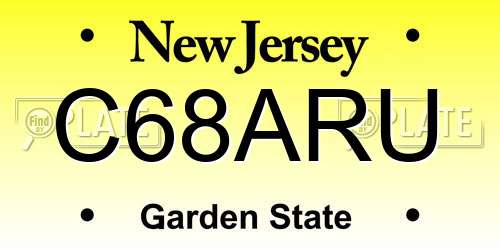 C68ARU New Jersey License Plate