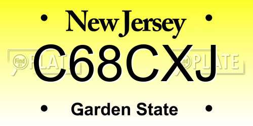 C68CXJ New Jersey License Plate