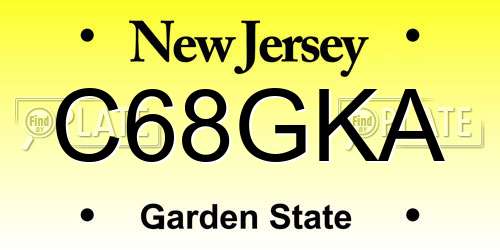 C68GKA New Jersey License Plate
