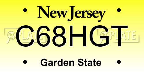 C68HGT New Jersey License Plate