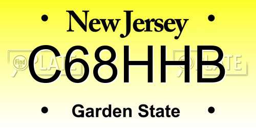 C68HHB New Jersey License Plate