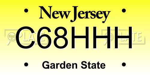 C68HHH New Jersey License Plate