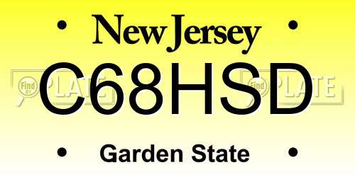 C68HSD New Jersey License Plate