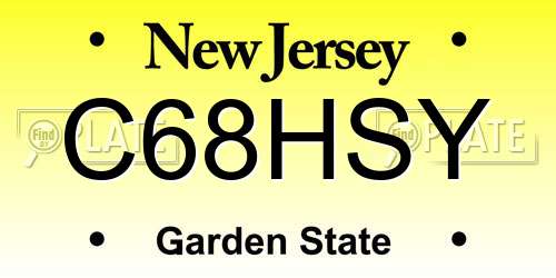 C68HSY New Jersey License Plate