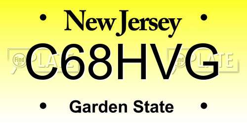 C68HVG New Jersey License Plate