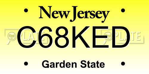 C68KED New Jersey License Plate