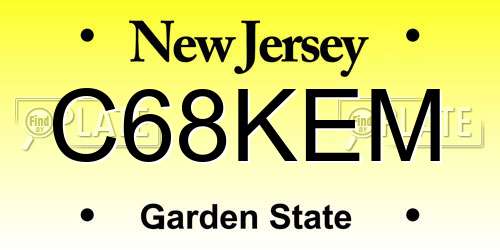 C68KEM New Jersey License Plate