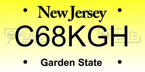 C68KGH New Jersey License Plate