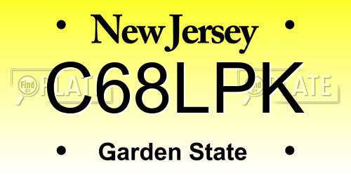 C68LPK New Jersey License Plate