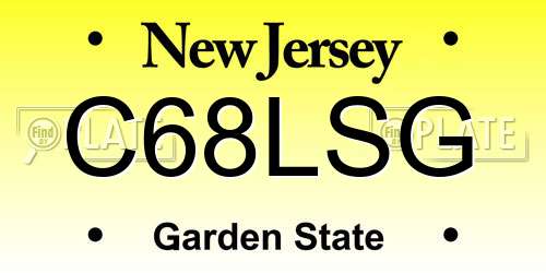 C68LSG New Jersey License Plate