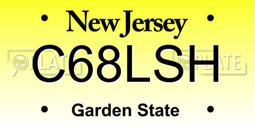 C68LSH New Jersey License Plate