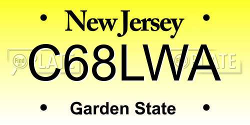 C68LWA New Jersey License Plate
