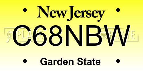 C68NBW New Jersey License Plate