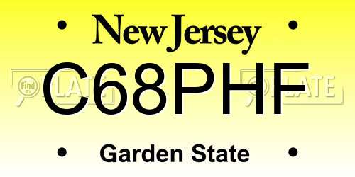 C68PHF New Jersey License Plate