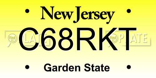 C68RKT New Jersey License Plate