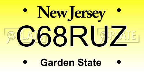 C68RUZ New Jersey License Plate