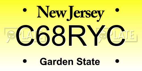 C68RYC New Jersey License Plate