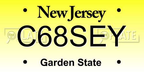 C68SEY New Jersey License Plate