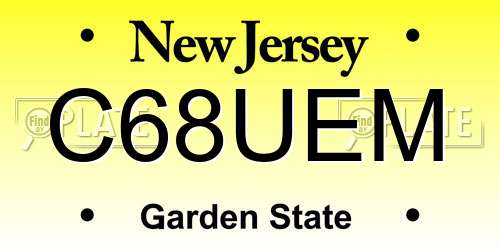C68UEM New Jersey License Plate