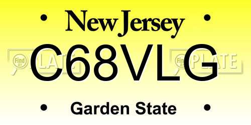 C68VLG New Jersey License Plate