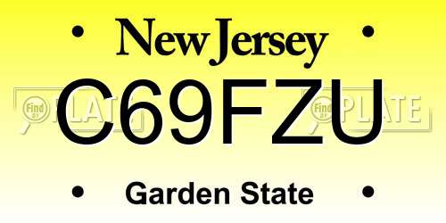 C69FZU New Jersey License Plate