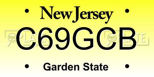 C69GCB New Jersey License Plate