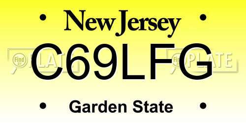 C69LFG New Jersey License Plate