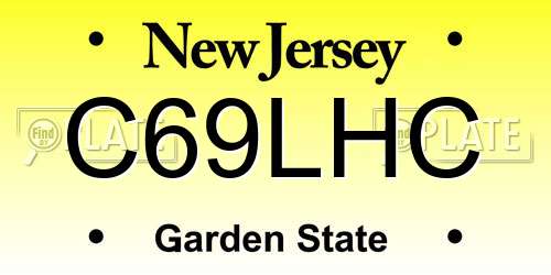 C69LHC New Jersey License Plate