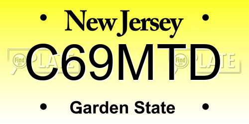C69MTD New Jersey License Plate