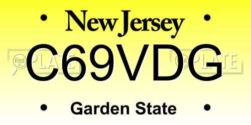 C69VDG New Jersey License Plate