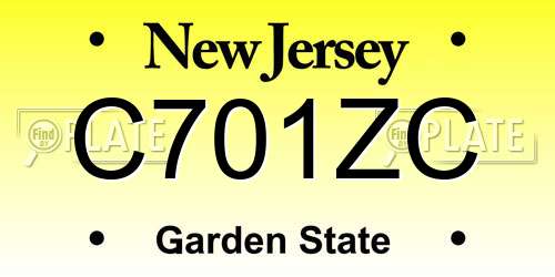 C701ZC New Jersey License Plate