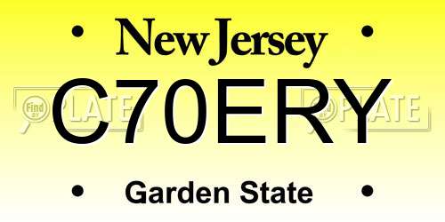 C70ERY New Jersey License Plate
