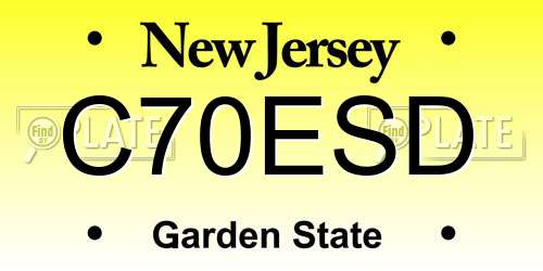 C70ESD New Jersey License Plate