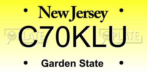 C70KLU New Jersey License Plate
