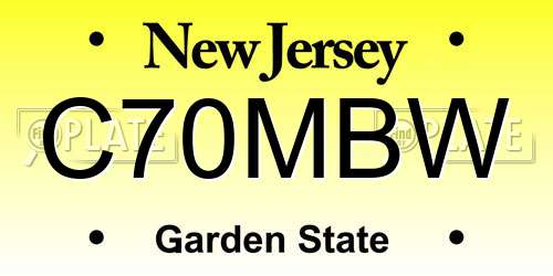 C70MBW New Jersey License Plate