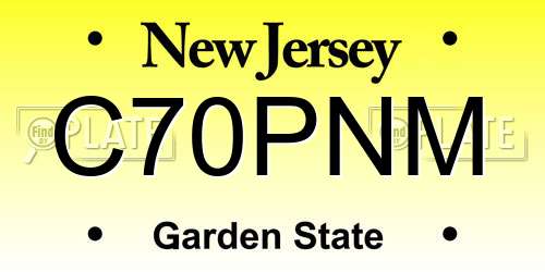 C70PNM New Jersey License Plate