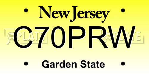 C70PRW New Jersey License Plate