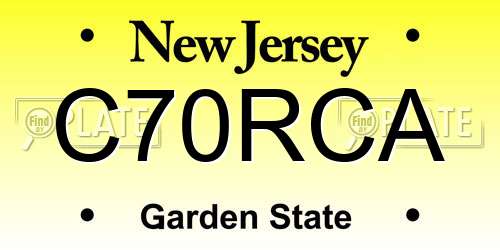 C70RCA New Jersey License Plate