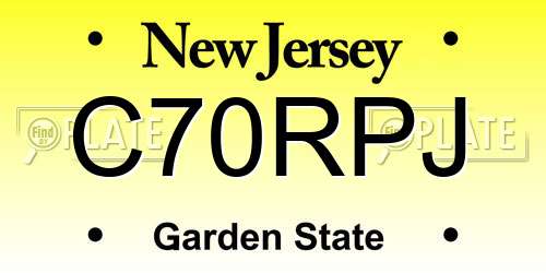 C70RPJ New Jersey License Plate