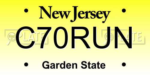 C70RUN New Jersey License Plate