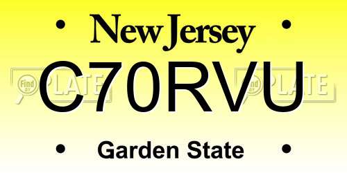 C70RVU New Jersey License Plate