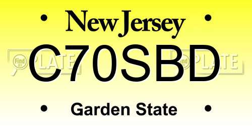 C70SBD New Jersey License Plate